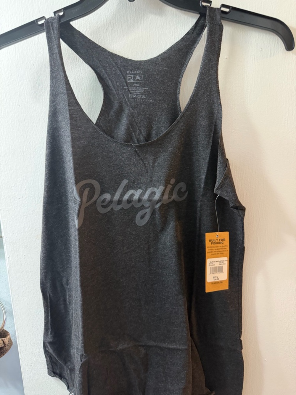 Pelagic Women's Dark Charcoal Racerback Logo Tank Top